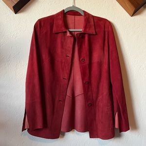 Vintage Red Reversible Leather and Suede Jacket